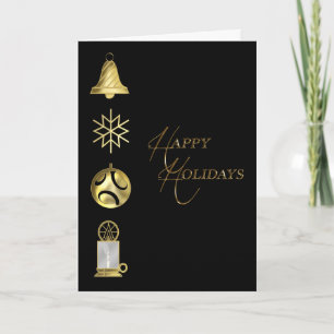 Carte de voeux Gold Black Happy Holidays