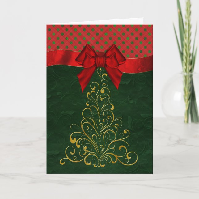 Carte de voeux Gold Christmas Tree (Devant)