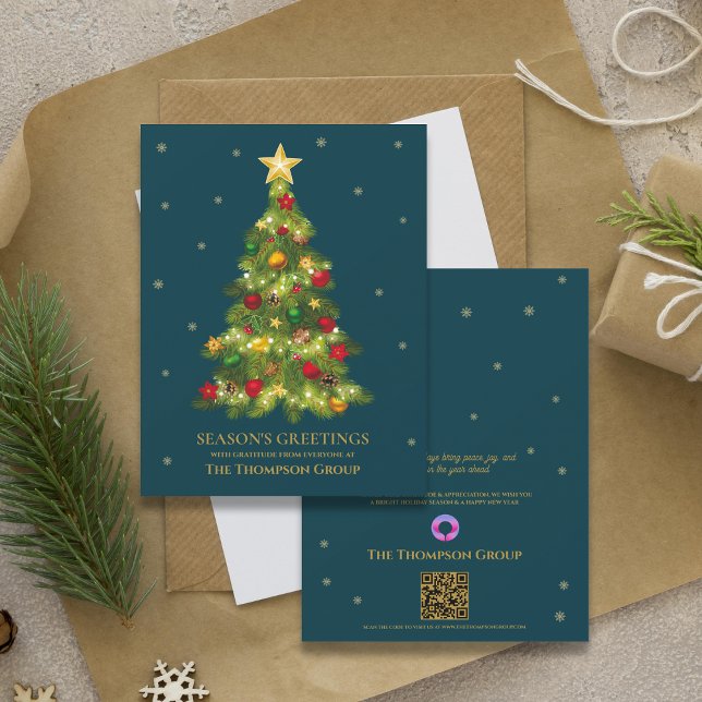 Carte de voeux Gold Christmas Tree Business Holida (Gold Christmas Tree Business Holiday Greeting Card)