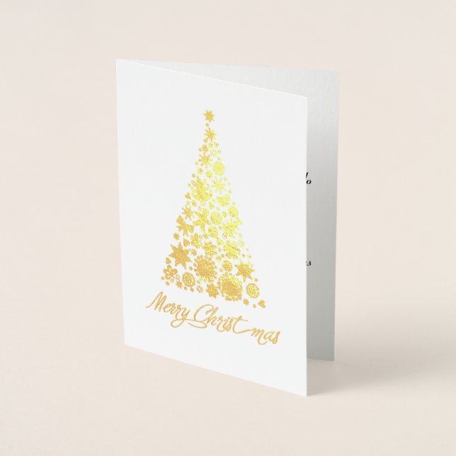 Carte de voeux Gold Foil Retro Christmas Tree (Devant)