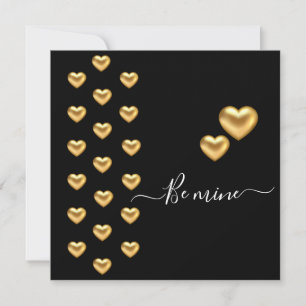 Carte de voeux Gold Heart Black Valentine Flat