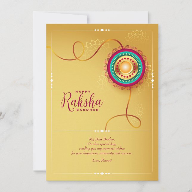 Carte de voeux Gold Raksha Bandhan (Devant)