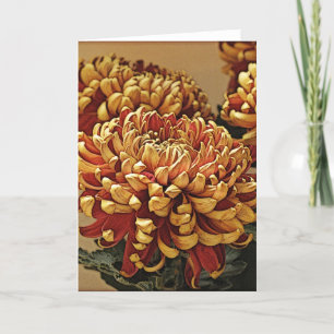 Carte de voeux Gold & Red Chrysanthemum