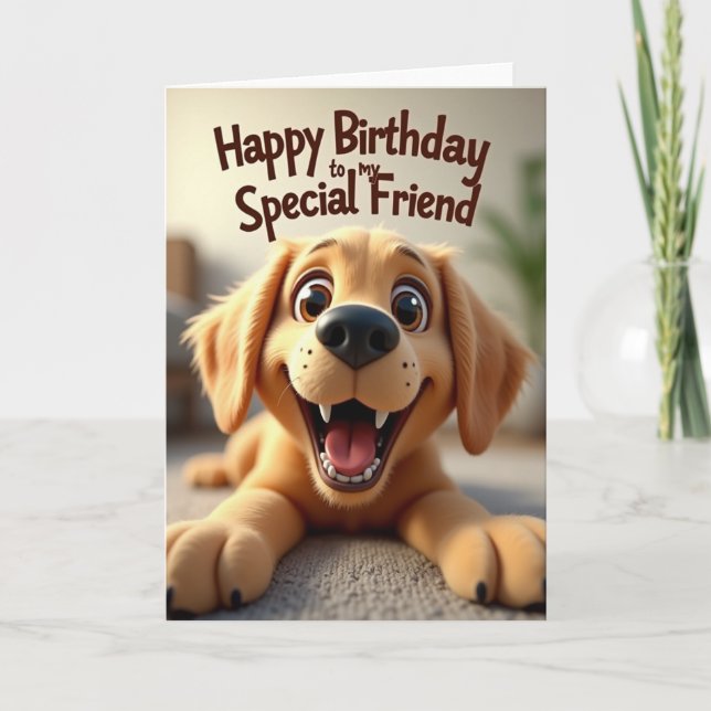 Carte de vœux Golden Pup Joy (Devant)