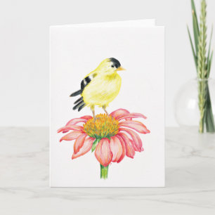 Carte de voeux Goldfinch & Coneflower