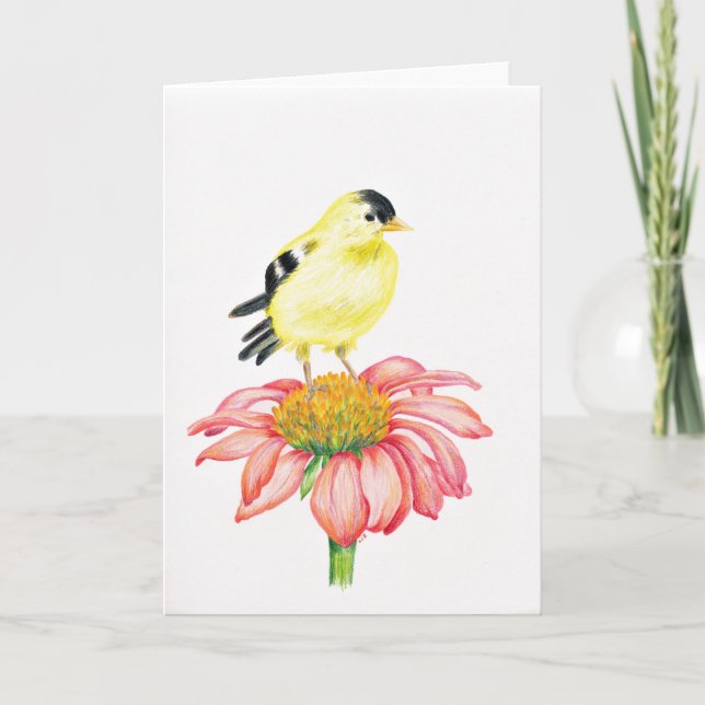 Carte de voeux Goldfinch & Coneflower (Devant)