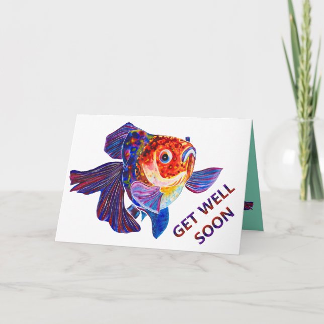 Carte de voeux Goldfish design "get well soon" (Devant)