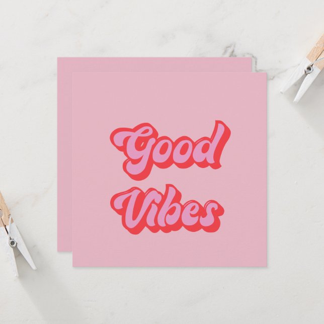 Carte de voeux Good Vibes Flat (Devant/Arrière en situation)