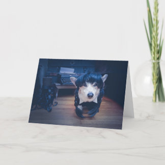 Carte de voeux Goth Corgi blanche