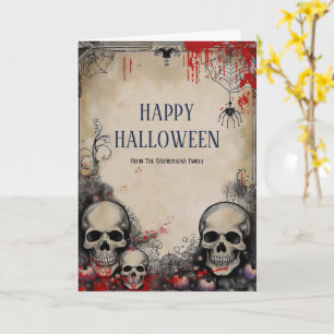 Carte de vœux gothique crâne Halloween de style vi
