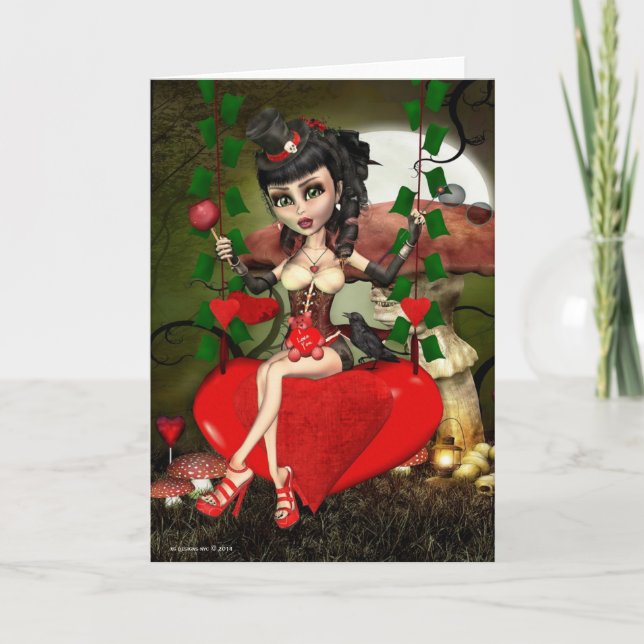 Carte de vœux gothique Lolita Candy Apple Love (Devant)