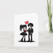 Carte de vœux gothique mignonne d'amour | Romance 