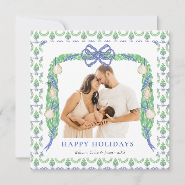 Carte de vœux Grandmillenial Coastal Blue Chinoise (Devant)