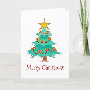 Carte de voeux Green et Gold Christmas Tree