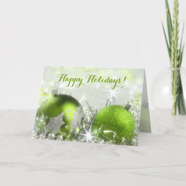 Carte de voeux Green et Silver Happy Holidays (Devant)