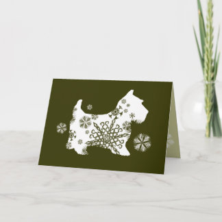 Carte de voeux Green Snowflake Dog Holiday