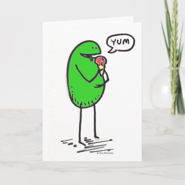 Carte de voeux Green Weenii "Yum" (Devant)