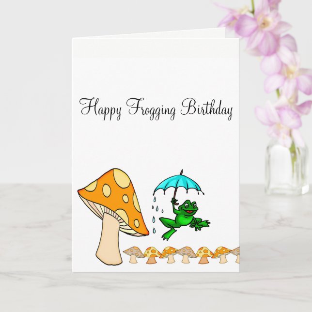 Carte de voeux Grenouille Frogging Champignons (Orchidée)