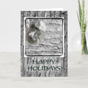 Carte de voeux Grey Squirrel Happy Holidays