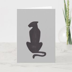 Carte de vœux grise silhouette de chat noir