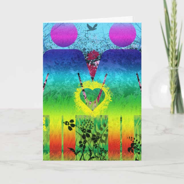 Carte de voeux grunge d'amour d'arc-en-ciel (Devant)