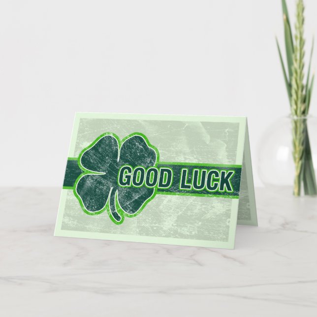 Carte de voeux grunge de shamrock de bonne chance (Devant)