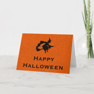 Carte de voeux Halloween avec Sorcière Volante