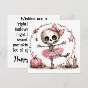 Carte de vœux Halloween Ballerine squelette mignon