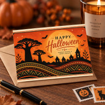 Carte de vœux Halloween Baobab effrayant