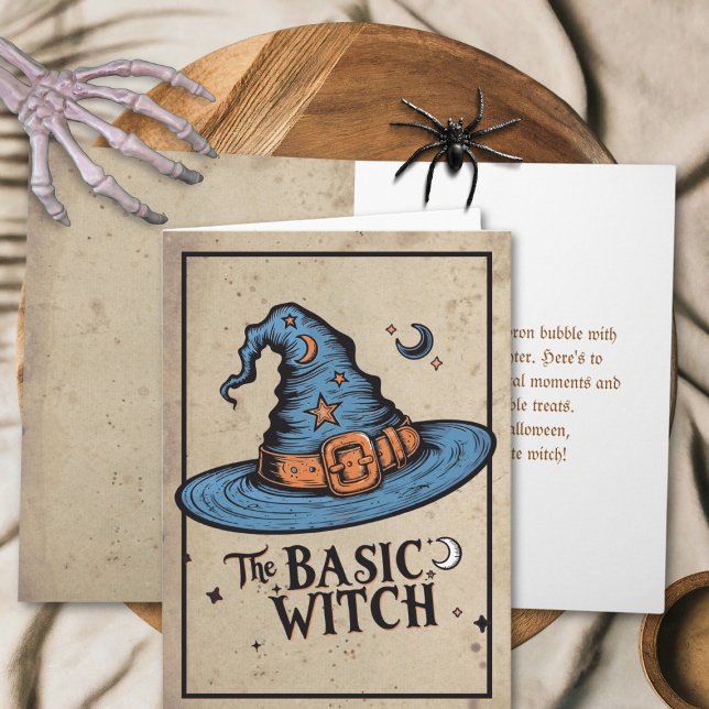 Carte de vœux Halloween Chapeau de Sorcière Basiqu (Créateur téléchargé)