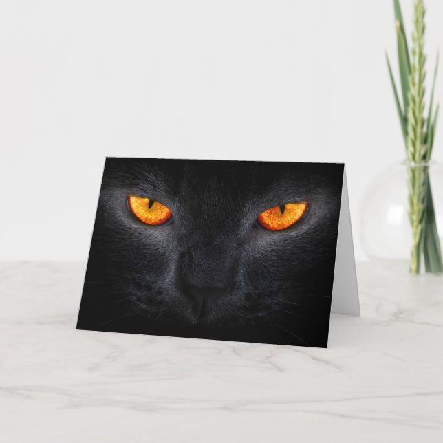 Carte de voeux Halloween/Chat noir (Devant)