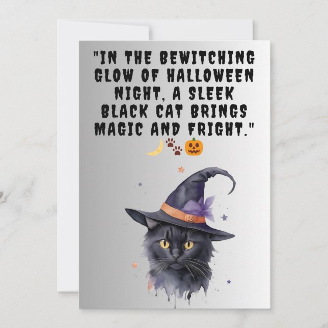 Carte de voeux Halloween Chat noir (Devant)