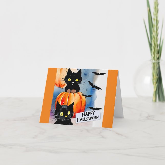 Carte de voeux Halloween Chats Et Chats (Devant)