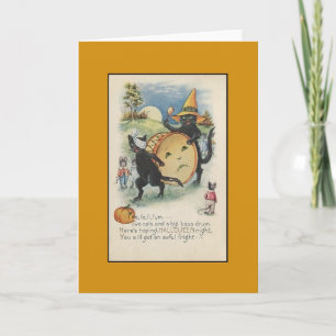 Carte de voeux Halloween Chats Noirs vintages