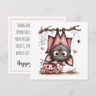 Carte de vœux Halloween Chauve-souris suspendue mi