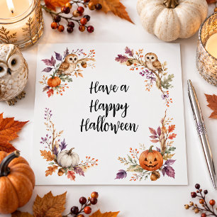 Carte de vœux Halloween Chouettes mignonnes et pat
