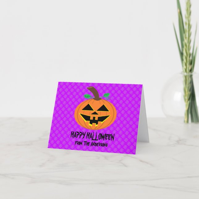 Carte de vœux Halloween citrouille joyeuse (Devant)