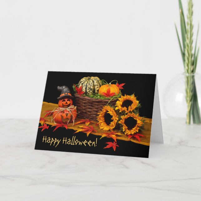 Carte de vœux Halloween Citrouille Sorcière Joyeux (Devant)