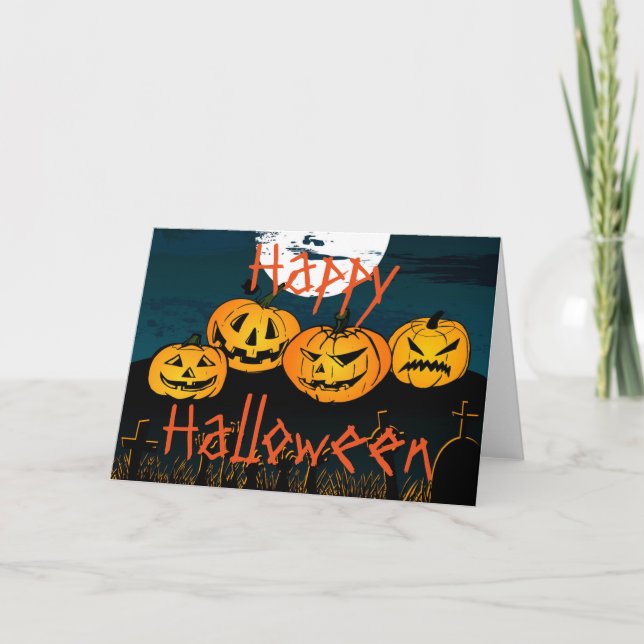 Carte de voeux Halloween/Citrouilles (Devant)