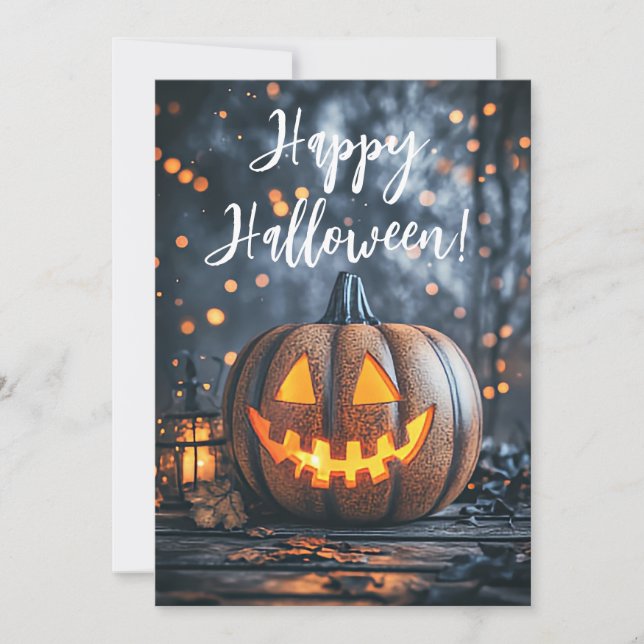 Carte de vœux Halloween Citrouilles rustiques (Devant)