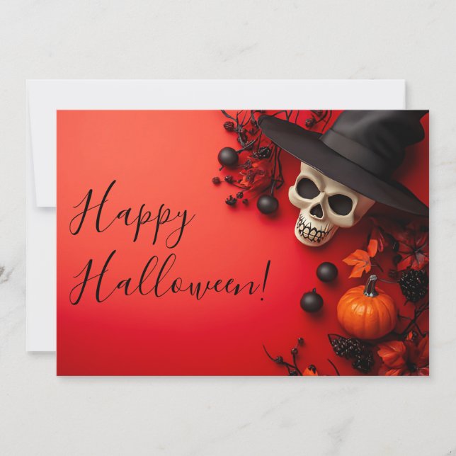 Carte de vœux Halloween Crâne de citrouille (Devant)