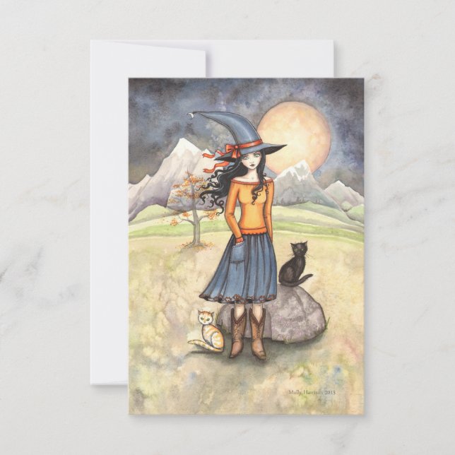 Carte de vœux Halloween de nuit au clair de lune (Devant)