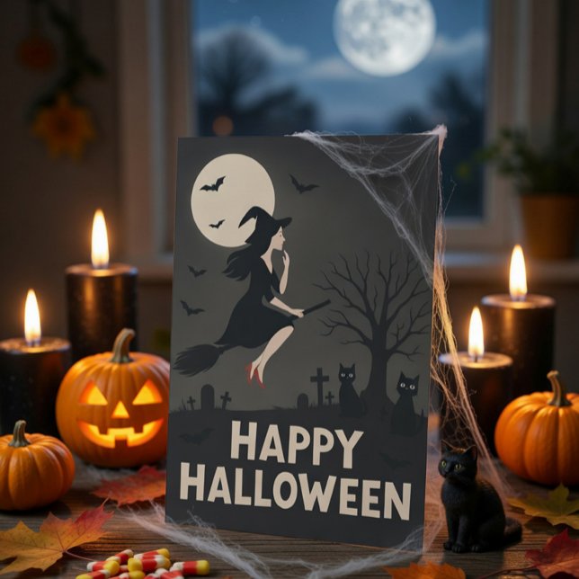 Carte de vœux Halloween de sorcière effrayante (Créateur téléchargé)