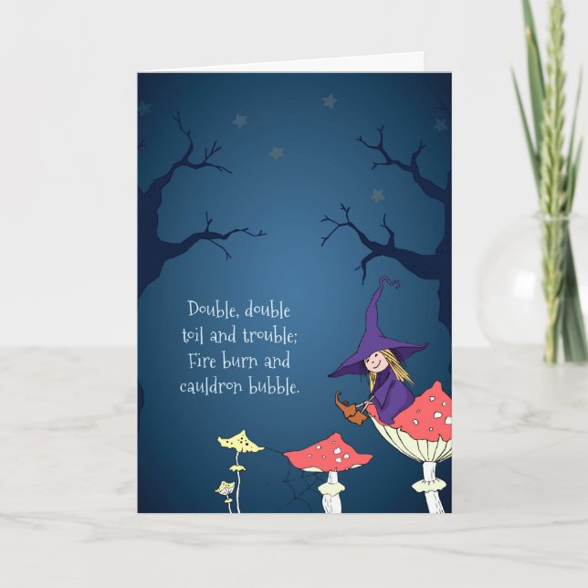 Carte de vœux Halloween de sorcière mignonne (Devant)