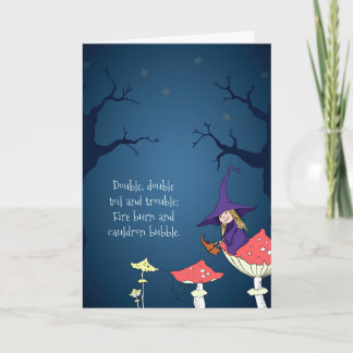 Carte de vœux Halloween de sorcière mignonne