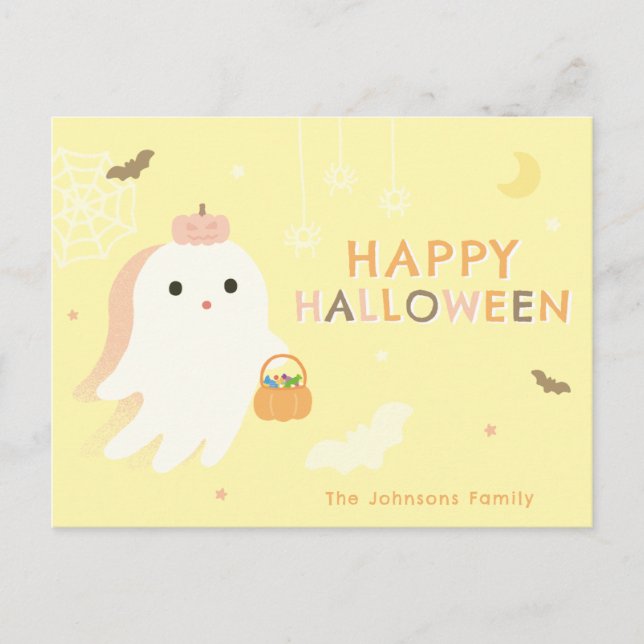 Carte de vœux Halloween fantôme mignon (Devant)
