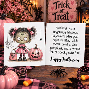 Carte de vœux Halloween Fille Zombie Mignonne