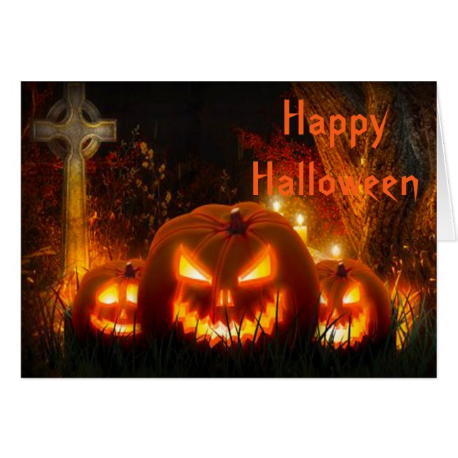 Carte de voeux Halloween/Jack-o-lantern (Devant horizontal)