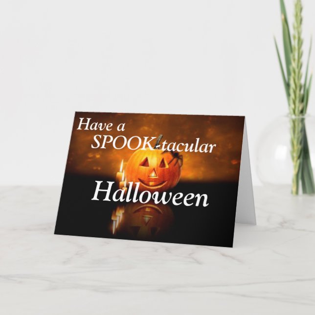 Carte de voeux Halloween/Jack-o-lanterne et araign (Devant)