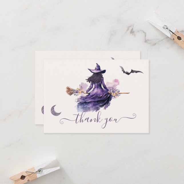 Carte de vœux Halloween : La Sorcière se marie (Devant/Arrière en situation)